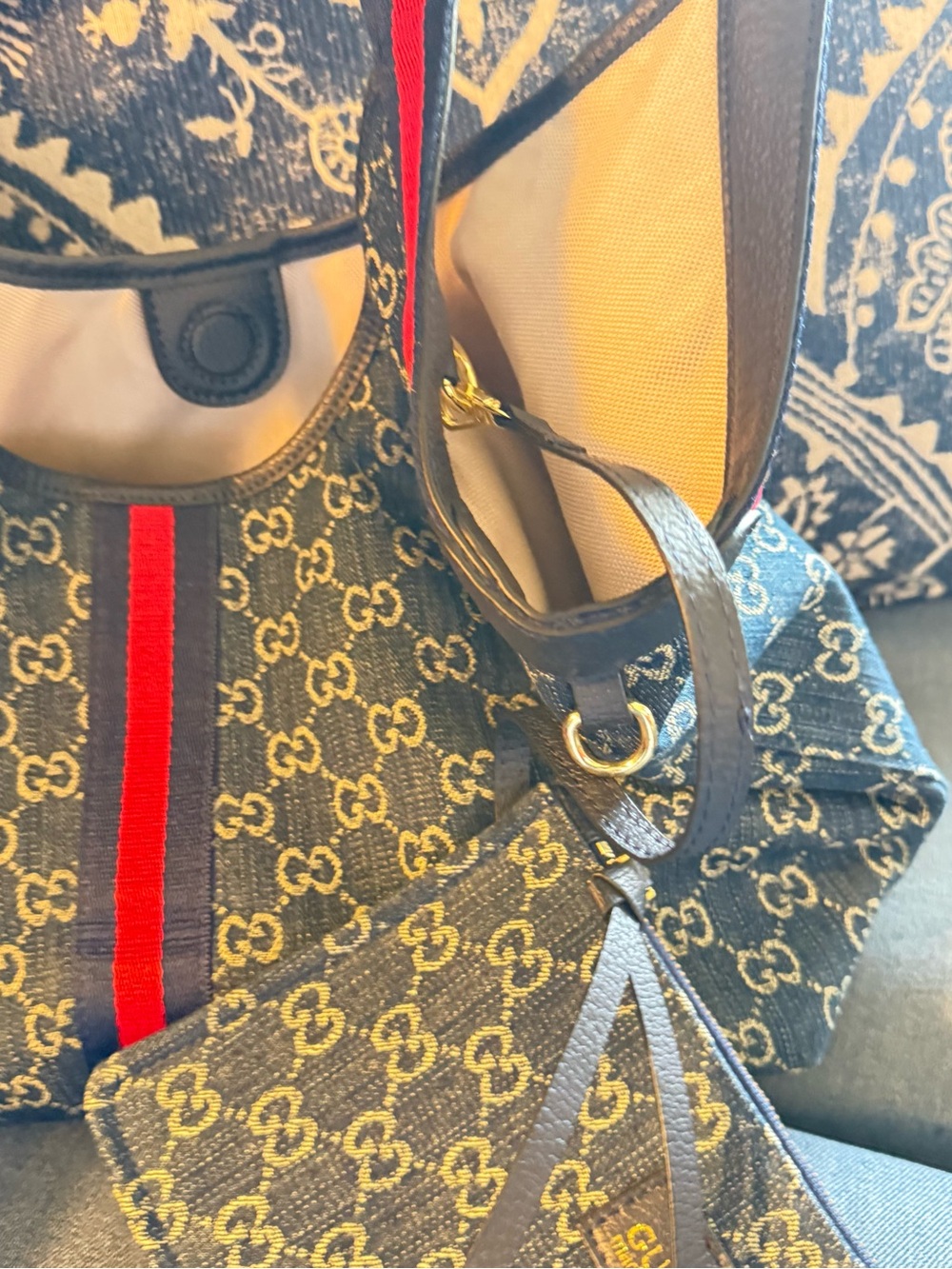 Designer like Monogram Messenger Bag in Navy with Red-Blue worn maybe 3 times - Picture 11 of 13